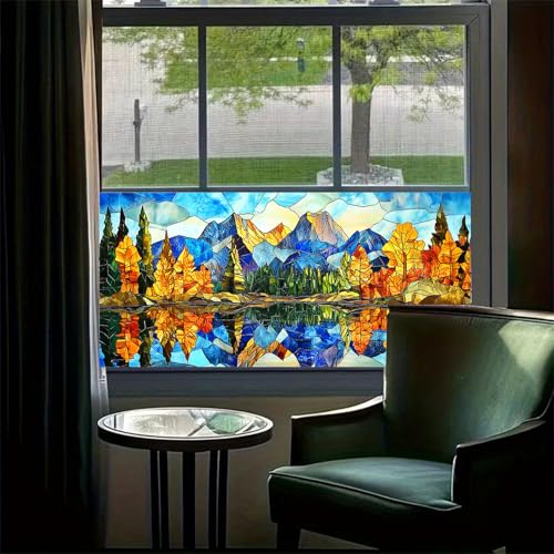 Vinilo decorativo para ventana con diseño montañas vidriadas 39.3x17.7 in miniatura 2
