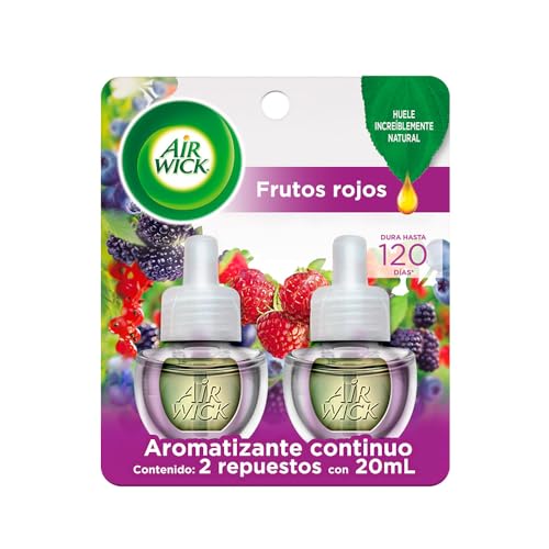 Air Wick® 2 Repuestos de Aromatizante de Ambiente Continuo para Aparato Difusor eléctrico, Aroma Frutos Rojos, 20 ml c/u