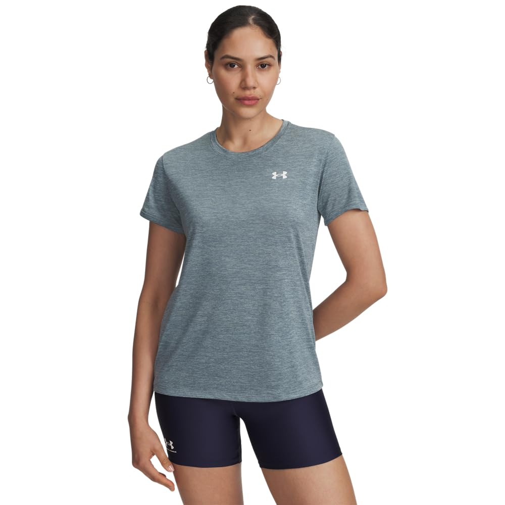 Under Armour Women's Tech Twist Short Sleeve Crew, (587) Jasper Blue / / White, XS