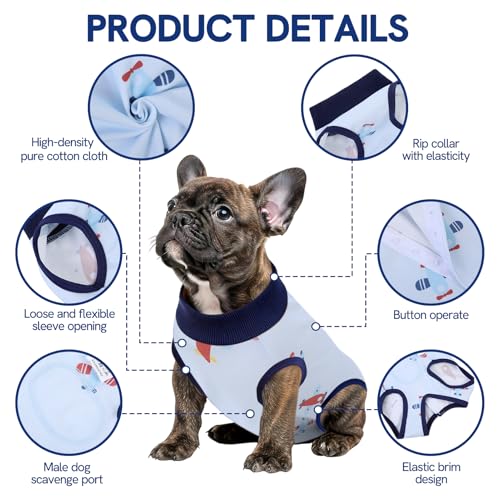 Image of SAWMONG Recovery Suit for Dogs Female Male, Breathable Dog Onesie Body Suit After Surgery Spay Neuter, Professional Pet Surgical Suit, Substitute Pet E-Collar Cone (Blue, XS)