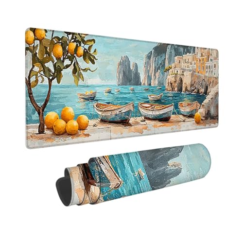 Alfombrilla Ratón XXL Grande Gaming Mouse Pad 1600 x 800 mm, Impermeable Antideslizante Mousepad, Lavable, Alfombrilla Escritorio con Base de Caucho para Gamers, PC y Portátil - (Muelle paisaje) G-522