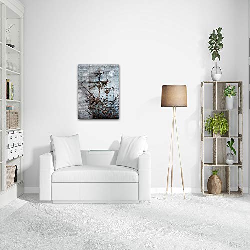 Canvas Wall Art for Bedroom Wall Decor for Bathroom Simple Life Abstract Black and White Art Ship Painting Modern Framed Office Canvas Art Prints Ready to Hang Pictures for kitchen Home Decorations