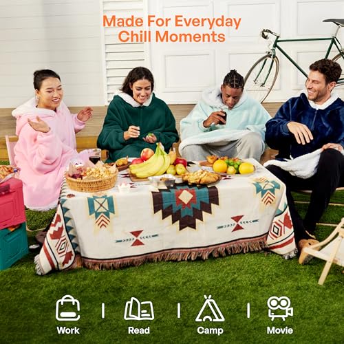 Giggling Getup Wearable Blanket Hoodie for Women Men Gifts for Women Mom Wife Sherpa Fleece Hooded Blanket Sweatshirt Cozy Sherpa Wearable Throw with Pocket & Sleeves for Adult Standard Forest Green