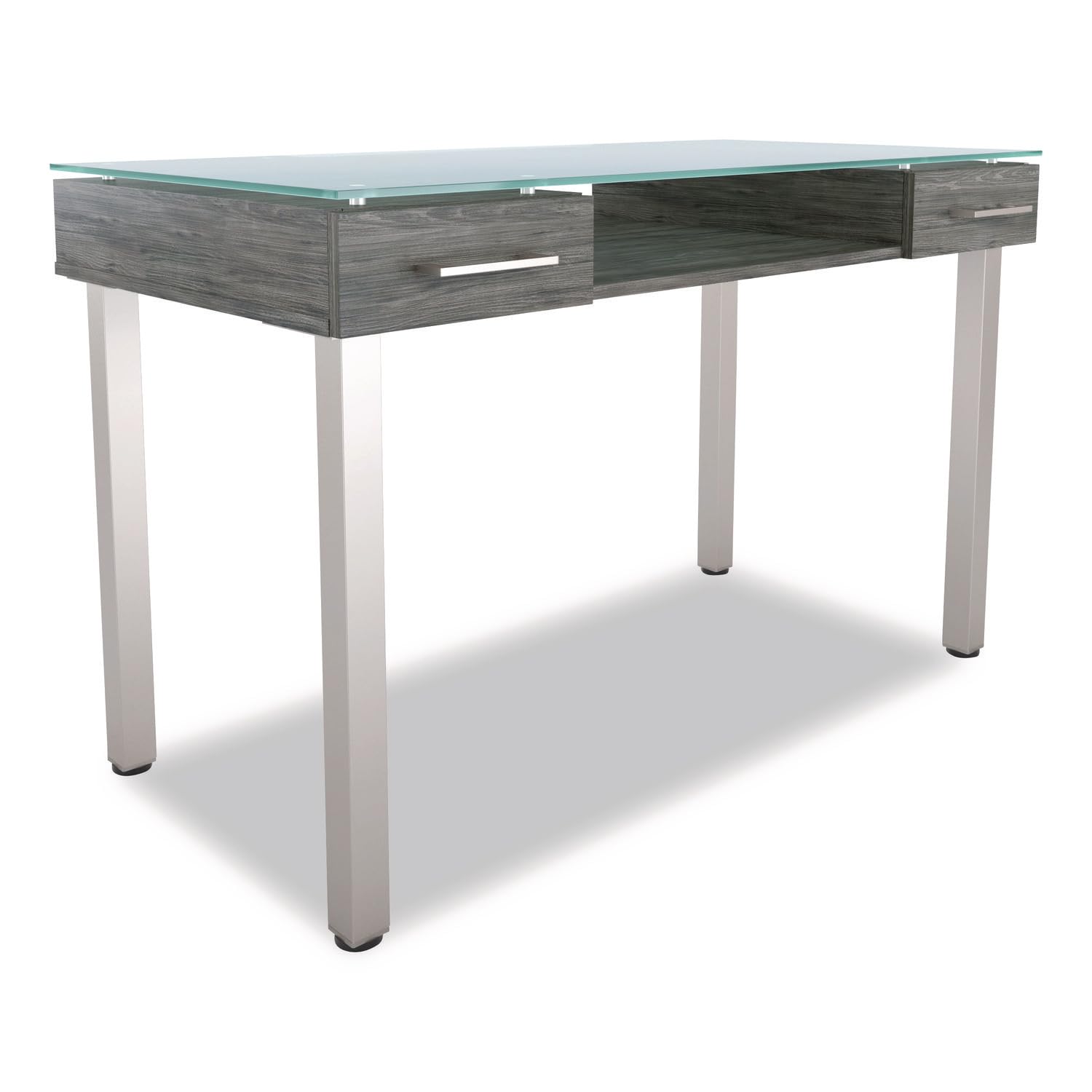 Union & Scale Prestige Glass Writing Desk, 47.1" X 23.5" X 29.5", Gray