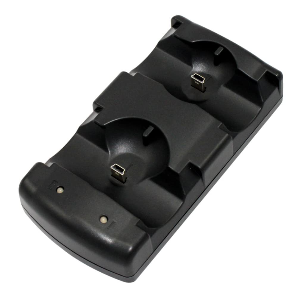 PS3/PS3 Move 2-in-1 Handle Cargador PS3 Controlador inalámbrico Dual-Seat Cargador PS3 Move Dual Docking Station Cargador con Cable de Carga-Negro