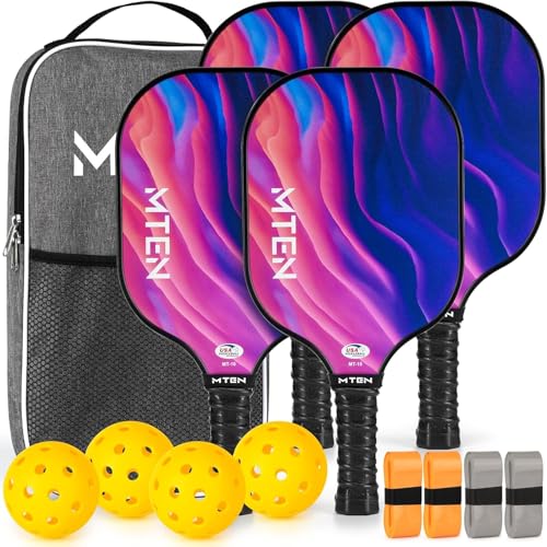 MTEN Pickleball Paddles Set of 4 USAPA Approved Pickleball Set for Men & Women