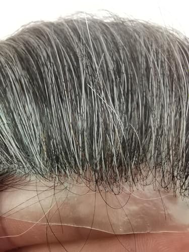 Foto von Echthaar Toupet für Männer, YANAHAIR Glattes Haar 0,04-0.06mm V-Loop PU Super Dünn Haut Haarsystem Yanaair Europäische Echthaarteile Toupet Echthaar Perücke Mann(10x8