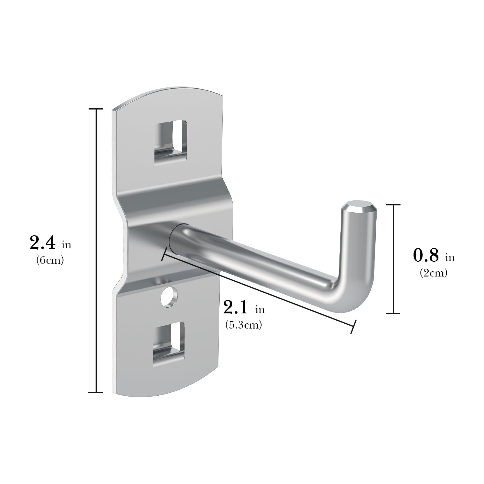 TOCCOOL 12 Pack 2.3 Inch Alloy Steel Pegboard Hooks, Double-Locking Zinc Plated Hooks for Tool Storage (Silver)