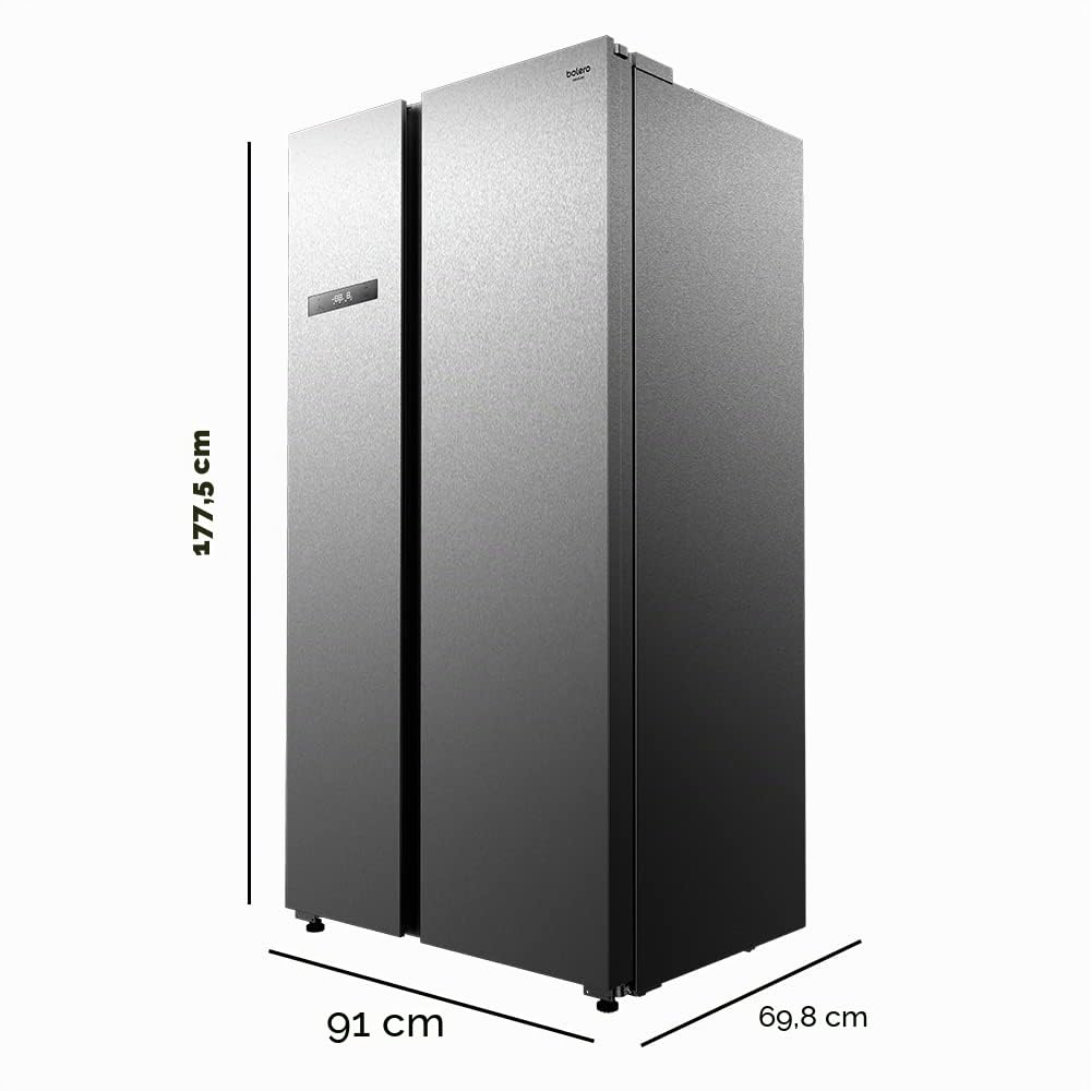 Cecotec Amerikanischer Kühlschrank 2 Türen Bolero CoolMarket SBS 592 Inox, 592 Liter, 177,5 cm Höhe und 91 cm Breite, niedriger Verbrauch, Invertermotor, Nicht-Frost, Ultraschnelles Einfrieren