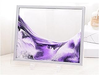 Deerbird® Sand in Motion Abstract Scenery Rectangle Sandscape Desktop Art Moving Sand Painting with ABS Stand and Glass Frame (Black White Purple)