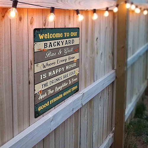 Miniatura 5 de SCAZOMV Letrero de metal con reglas de bar y parrilla de 12 x 16 pulgadas, letrero de reglas divertidas, letrero de metal para porche, decoraciones