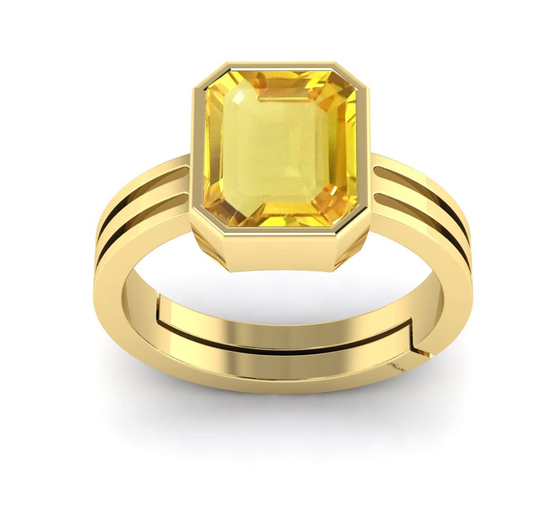 DINJEWEL 10.25 Ratti /9.50 Carrat AAA++ Quality Natural Yellow Sapphire Pukhraj Gemstone Ring Gold Plated Adjustable Ring for Womens and Mens(Lab Certified) (B09V2DT5VN) Amazon Price History, Amazon Price Tracker
