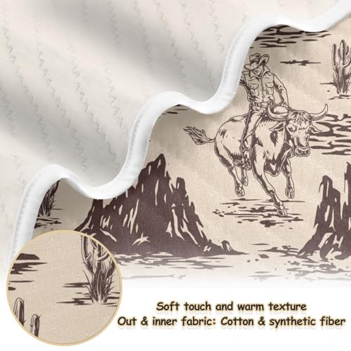 Image of Western American Cowboy Baby Blankets Soft Warm Crib Stroller Blanket for Toddler Newborn Girls Boys 30x40in