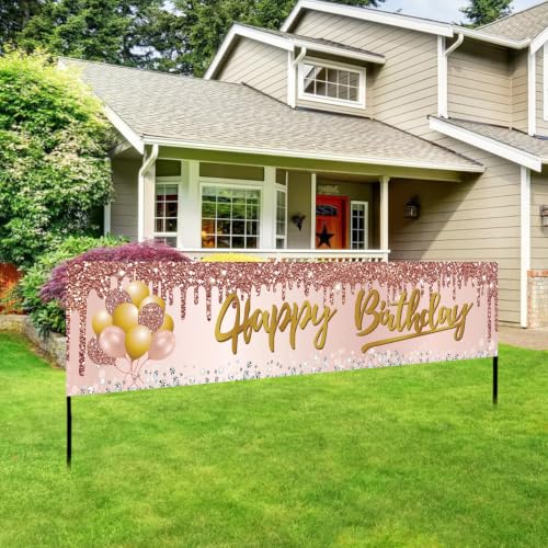 Image of Excelloon Happy Birthday Decorations Birthday Banner for Girls Women