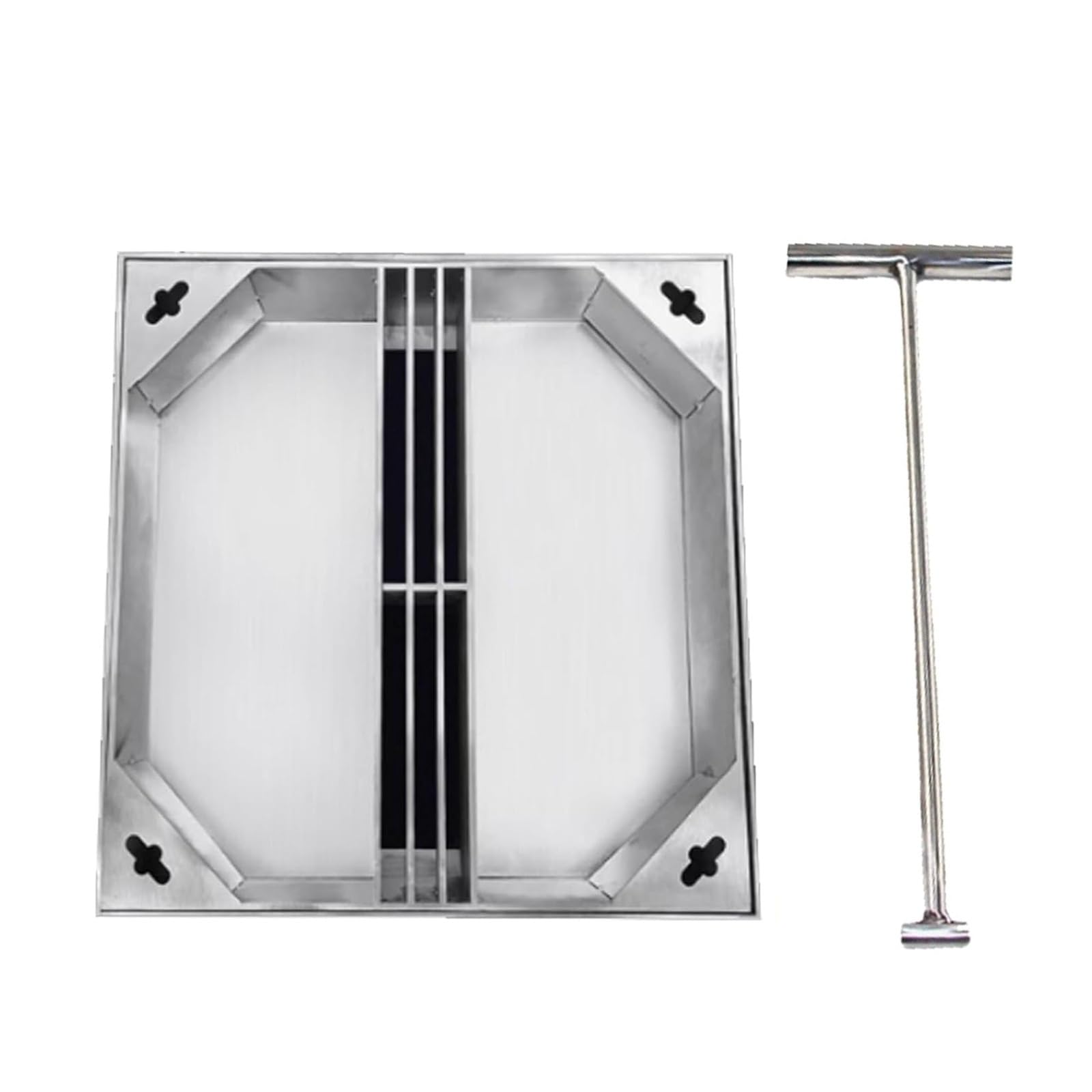 GBRSXYIP Stainless Steel Manhole Cover 23.6in Sewer Drain Plate Heavy-Duty Septic Tank Well CoverSewage Basin Strainer for Concrete Yard & Driveway