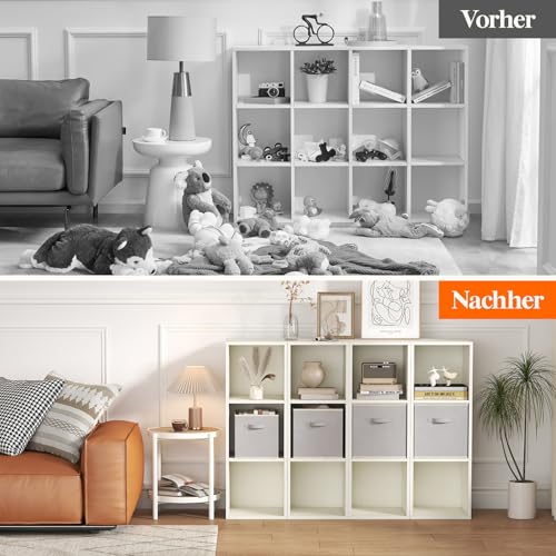 Lifewit Aufbewahrungsbox 8 Stück, Kleiderschrank Organizer, Faltbare Körbe Aufbewahrung, Ordnungsboxen mit Griffen, Storage Boxes für Kleidung, Handtücher, Bücher, 33 x 38 x 31.5 cm, Hellgrau