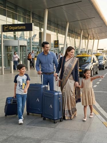 Image of VIP Aristocrat Premium Polycarbonate Trolley Bag,Hardside Pc Shell, Dual Wheel,Anti Theft Zipper,Spacious Interior with 3 Years Inetrnational Warranty (Blue, Check-in | 66 Cm | Medium)