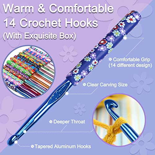 Coopay 14pcs New Warm Crochet Hooks for Beginner Crochet Hook Set, 2mm to 10mm Art Aluminum Comfy Grip Crocheting Needle Knitting Supplies Christmas Crocheting Gifts for Crocheters, Best Gift by Coopay - Image 5