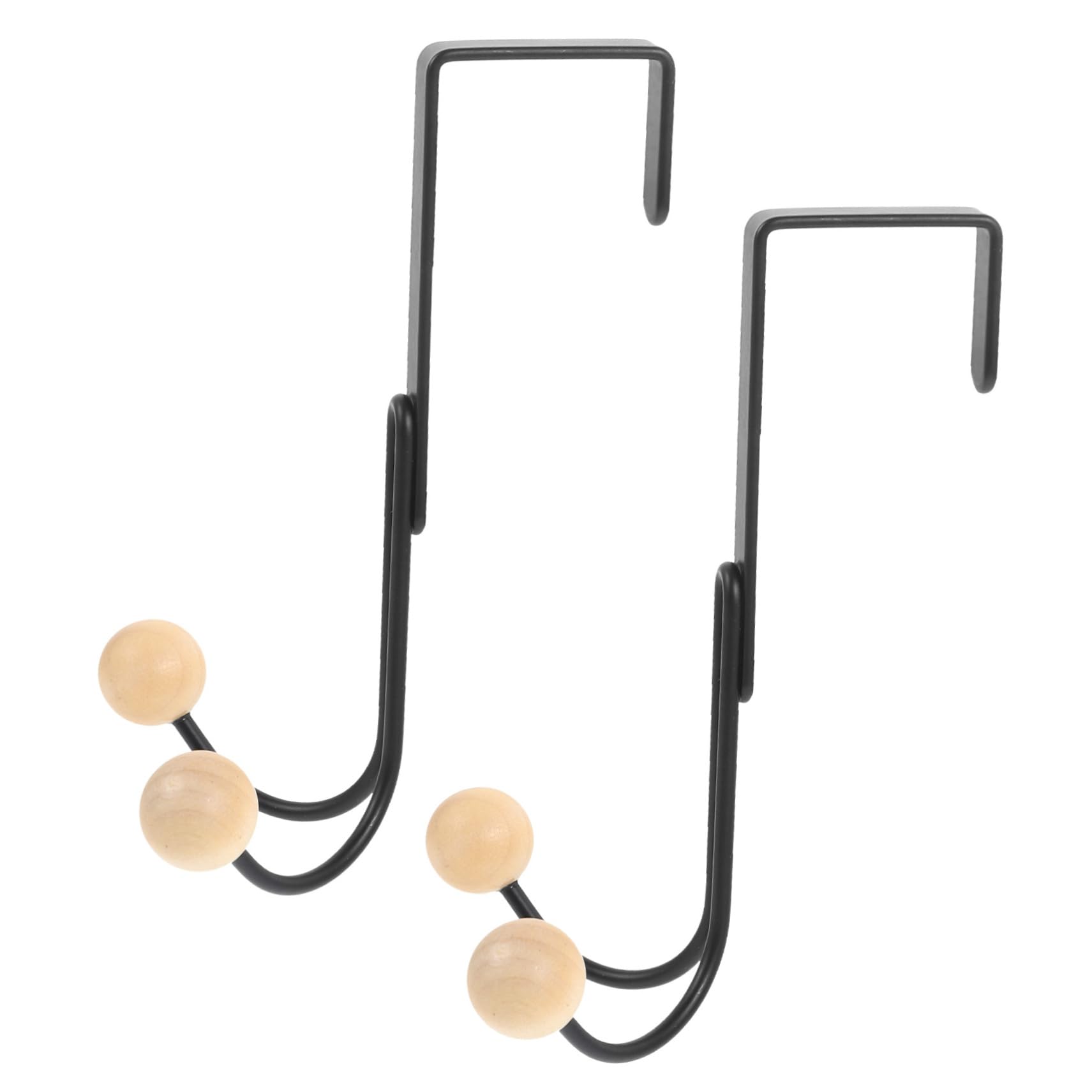 PRETYZOOM Gancho De Puerta Gancho Para Toallas Sobre La Puerta Encima Perchas Abrigos Afuera Ganchos De Puerta Estante Colgante Manos Prenda De Madera Negro 2 Piezas X 4