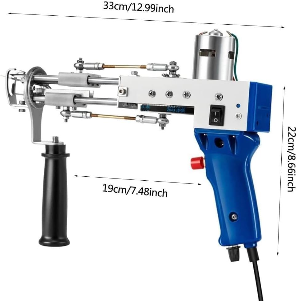 2-in-1 Tufting Gun for Rug Making, Cut & Loop Pile Carpet Weaving Kit, 7–21mm Pile, 5–40 Stitches/sec, 70W