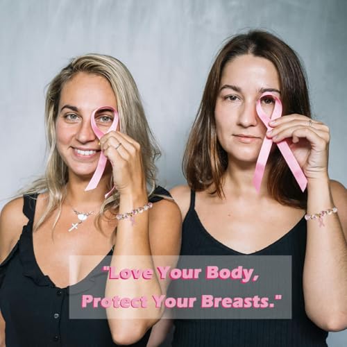 Charm Bracelets for Women Breast Cancer Awareness Accessories Heart Beaded Bracelet Flower Ceramic Jewelry Love Gifts4