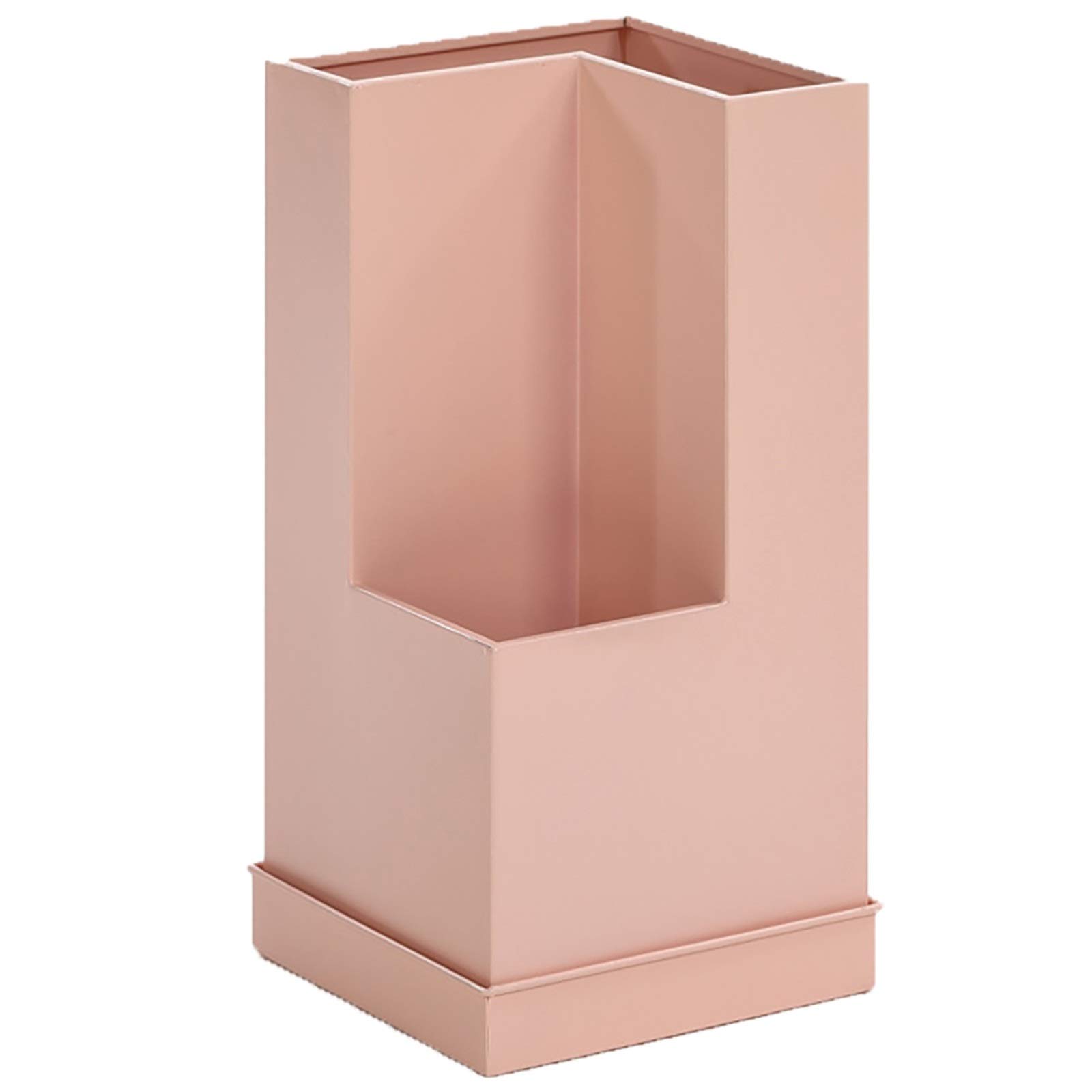 FCXWEVR Metal Umbrella Stand Rack with Removable Water Tray Entryway Umbrella Holder for Long & Short Umbrellas/Canes/Walking Canes Storage White/Pink Accent