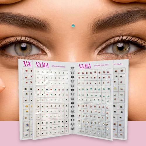 Image of VAMA Fashions Multicolour Stone Self Adhesive Kumkum Bindis Sticker Bindiya Bride Groom Forehead Bindi Spiral Book Booklet for Women & Girls (Multi Size Bindi Book)