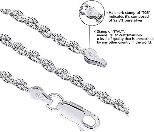Savlano 925 Sterling Silver 6mm Solid Italian Rope Diamond Cut Twist Link Chain Necklace with Gift Box for Men & Women - Made in Italy2
