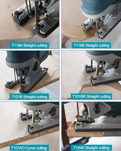 EXFEIN 50-Piece Jigsaw Blades for Metal and Softwood Plywood, T-Shank Jig Saw Blades for Professional Accessory Jigsaw (T118A,T118B,T101AO,T101B,T101BR,T144D)