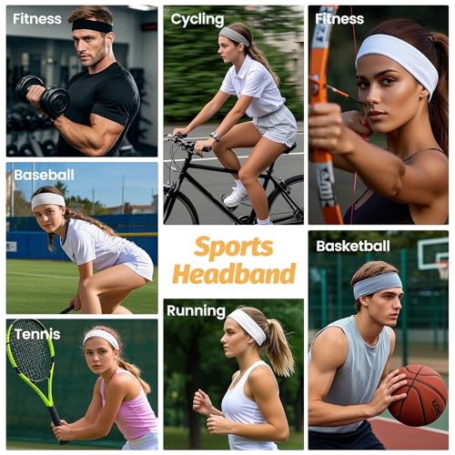 Image of Headbands for Women - 6 Pack Wide Elastic Hair Bands | Stretchy Sweatbands Hair Bands | Soft Sports Thin Head Bands | Non-Slip Accessories Bands for Fashion, Washing Face, Workouts, Yoga, Daily Use