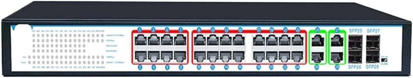 400 Watt Short Circuit Protection Smart Restart Vlan 24 Port Gigabit 48v PoE Hub 4sfp 4 Rj45 Gigabit Switch