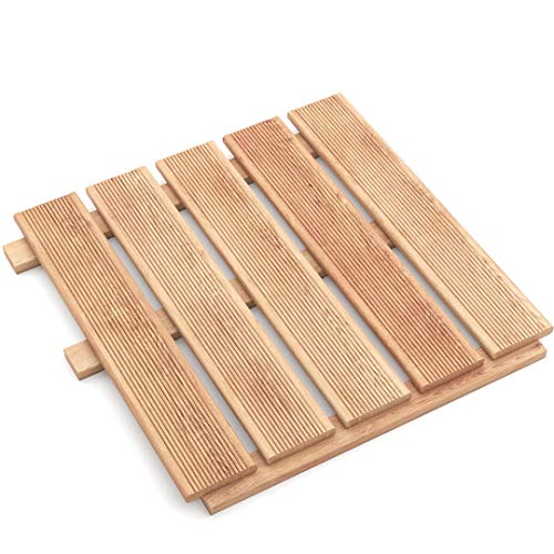Preisvergleich Produktbild Floranica® Holzfliese komplett aus imprägniertem Lärchenholz, Terrassenfliesen, Balkonfliesen, Lärche fein geriffelt, ideal für Terrassendielen, Balkon, Farbe:Natur, Menge:Muster (1 STK. 50x50 cm)