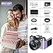 Digital Cameras for Photography, 4K 56MP Vlogging Camera 16X Digital Zoom Manual Focus Rechargeable Students Compact Camera with 52mm Wide-Angle & Macro Lens, 32G TF Card and 2 Batteries(Purple)