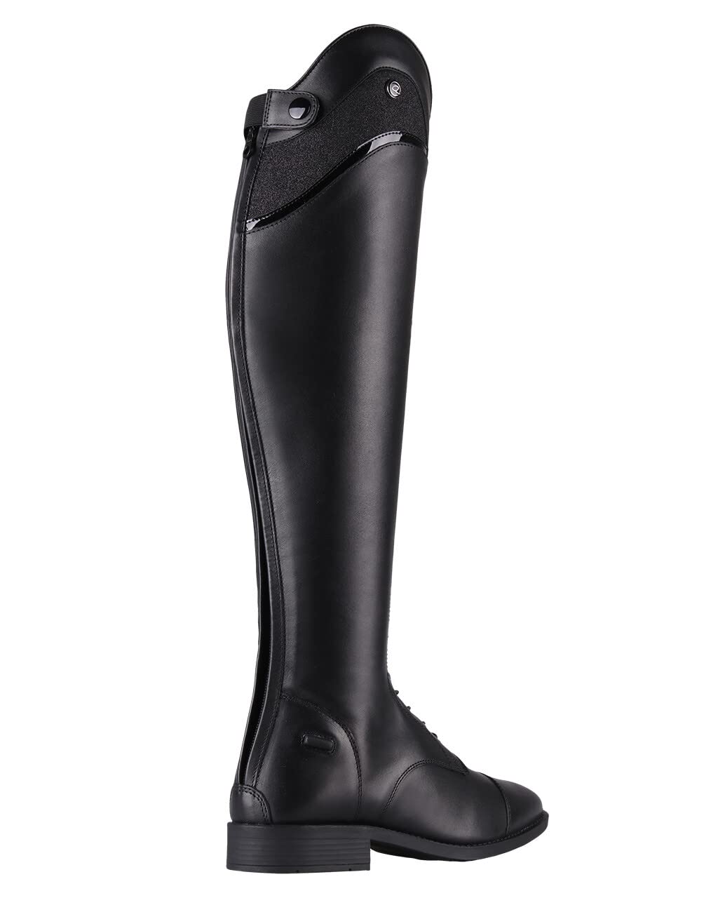 QHP Dressur Leder-Reitstiefel Hailey Adult Weit Schnürung Glitzer (schwarz, numeric_41)