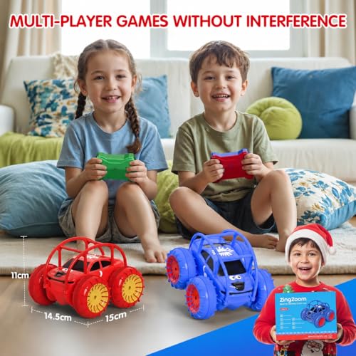 Image of Remote Control Car, Fast Direct Charging RC Cars Amphibious 360 Rotating LED Rechargeable Stunt Car 2.4Ghz 4WD All Terrain RC Race Cars Toy Christmas Birthday Gift for Kids Boys Girls Aged 3-12 years