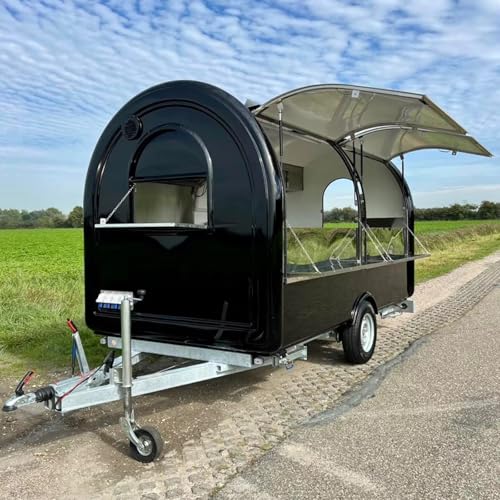 Night Market BBQ Food Truck – Remolque móvil totalmente equipado para parrilla y freidora para barbacoa callejera, pinchos y venta de alimentos para festivales
