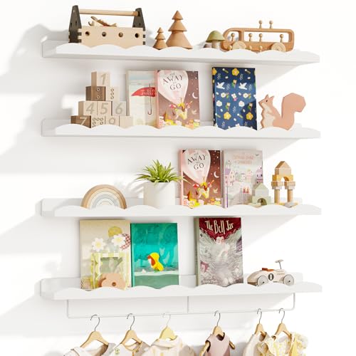 Fixwal Nursery Shelves, 24 Inch Floating Bookshelves for Wall Set
