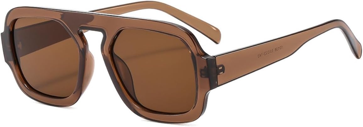 Retro 70s Square Aviator Sunglasses for Women Men Trendy Style Flat Frame Vintage Square Shades