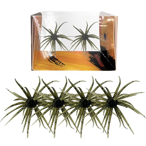 4Pcs Sea Urchin Soft Bait Realistic Fuzzy Dice Fishing Lure Floating TPR Swimbait with Reflective Stars Plastic Baits for Bass Fishing Drop Shot Wacky Rig/Neko Rig & Finesse Slow Sinking (C 2.36)
