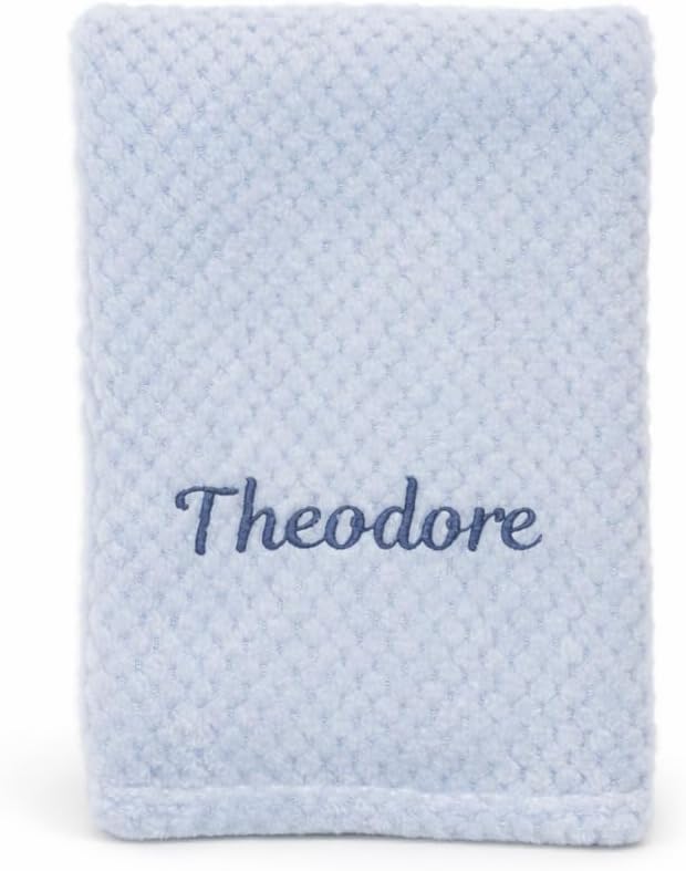 Personalised Baby Blanket with Name Custom Newborn Blanket 75x100cm Soft Waffle Fleece Cot & Pram Blanket Embroidered Baby Gift for Baby Shower, Christening, Baby Boys & Girls