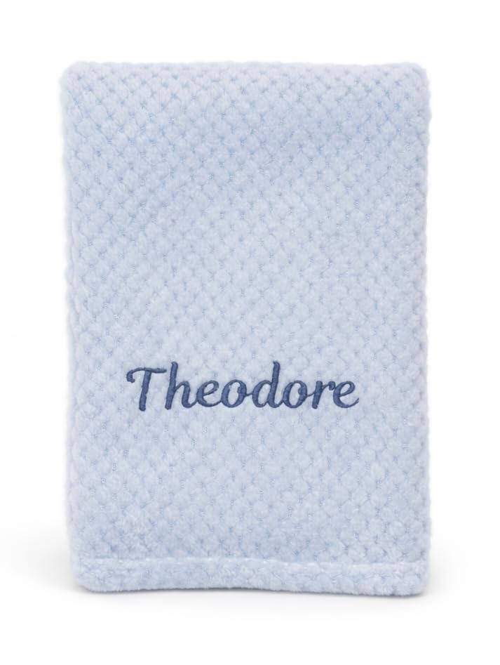 Personalised Baby Blanket with Name Custom Newborn Blanket 75x100cm Soft Waffle Fleece Cot & Pram Blanket Embroidered Baby Gift for Baby Shower, Christening, Baby Boys & Girls