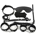 GHSJK SM Bondage-Sets Bondage fessel Satz mit 7 Stück,SM Sexspielzeuge für Liebhaber mit Einschränkungen, Handschellen, Augenmaske, erotischem Sexspielzeug für Paare (Color:EIN)