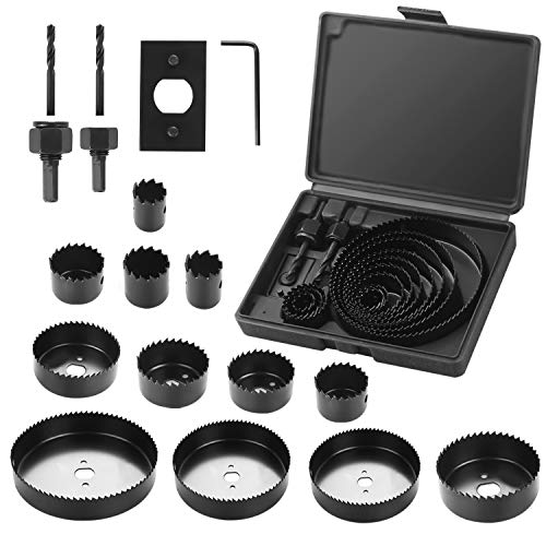 HPHOPE Hole Saw Set 16PCS Hole Saw Kit with 12Pcs Saw Blades 3/4