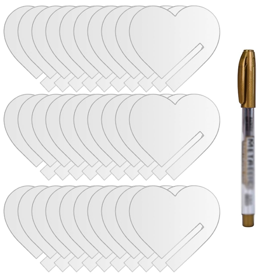 AYVRUOP - 60 Marcadores Acrílicos Para Copas + Rotulador Borrable, Transparentes, Redondos, Con Ranura (4 Cm)