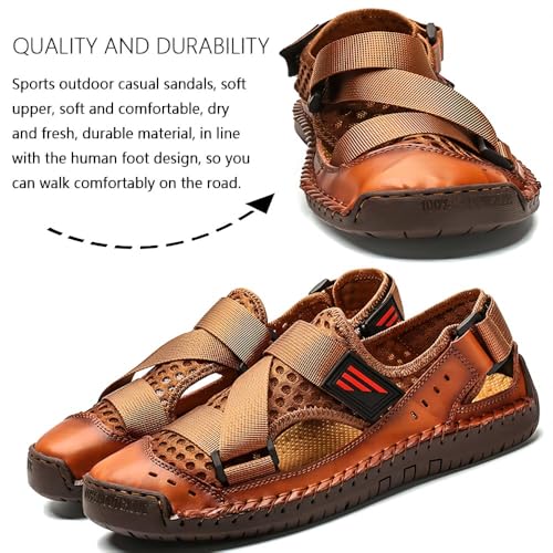 Asifn Men's Sandals Shoes Closed-Toe Leather Breathable Lightweight Outdoor Casual Fashion Comfortable For Hiking Walking And Wading Sports4