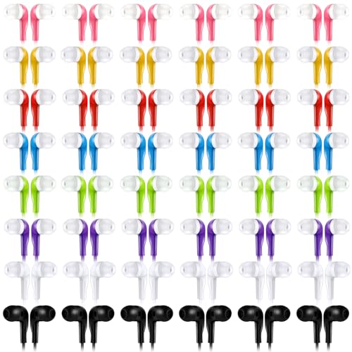 Image of Konohan 160 Packs Bulk Earbuds with Wire Earphones Classroom Wired Headphones for Students Headphones Individually Bagged, 8 Colors Ear Buds Bulk for Classroom School Library(Colorful)