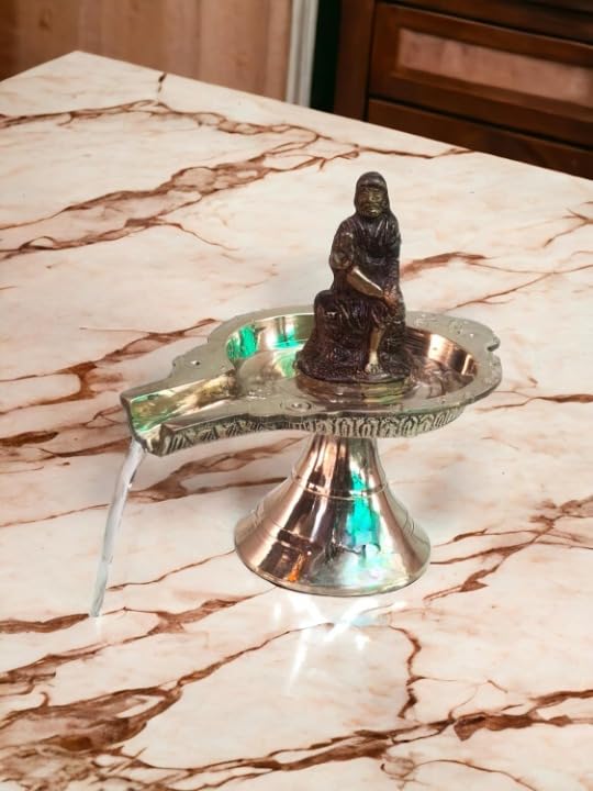 Image of Kerala Crafts Pure Brass Abhishek Patra Plate Tray Stand for GOD Idols |Best for Home Temple Wedding Sacred Marriage Festival Diwali ONAM Pooja Decor (19 L X 12 W X 9 H (CM))