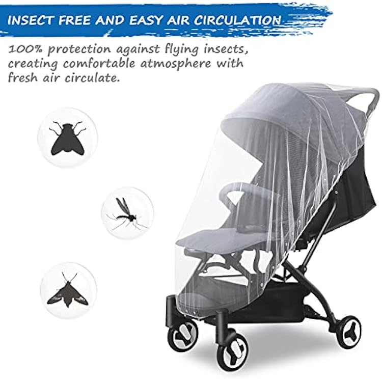 Mosquito Net for Stroller(2 Pack), Baby Mosquito Net for Car Seat, Bassinets, Cradles, Playard, Pack N Plays and Portable Mini Crib, Baby Insect Netting, White