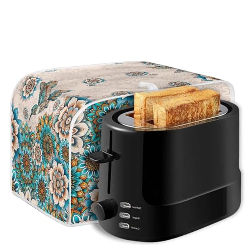 Image of Talayituse Boho Hummingbird Flower Print 2 Slice Toaster Covers Dust Protection Bread Maker Covers Toaster Oven Cloth Cover Kitchen Accessories Washable Appliance Cover, S