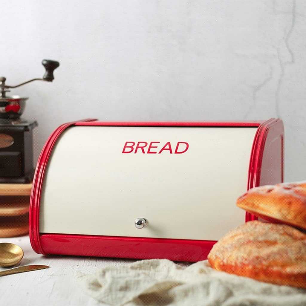 (Container B Color) (Container H) Tea Caddy Countertop Bakery Kitchen Jar Easy Kitchen Countertop Storage Gift Roll Up Lid Bread Bin Holder Metal Biscuit Container and Metal Bread Box (Container C) image 3